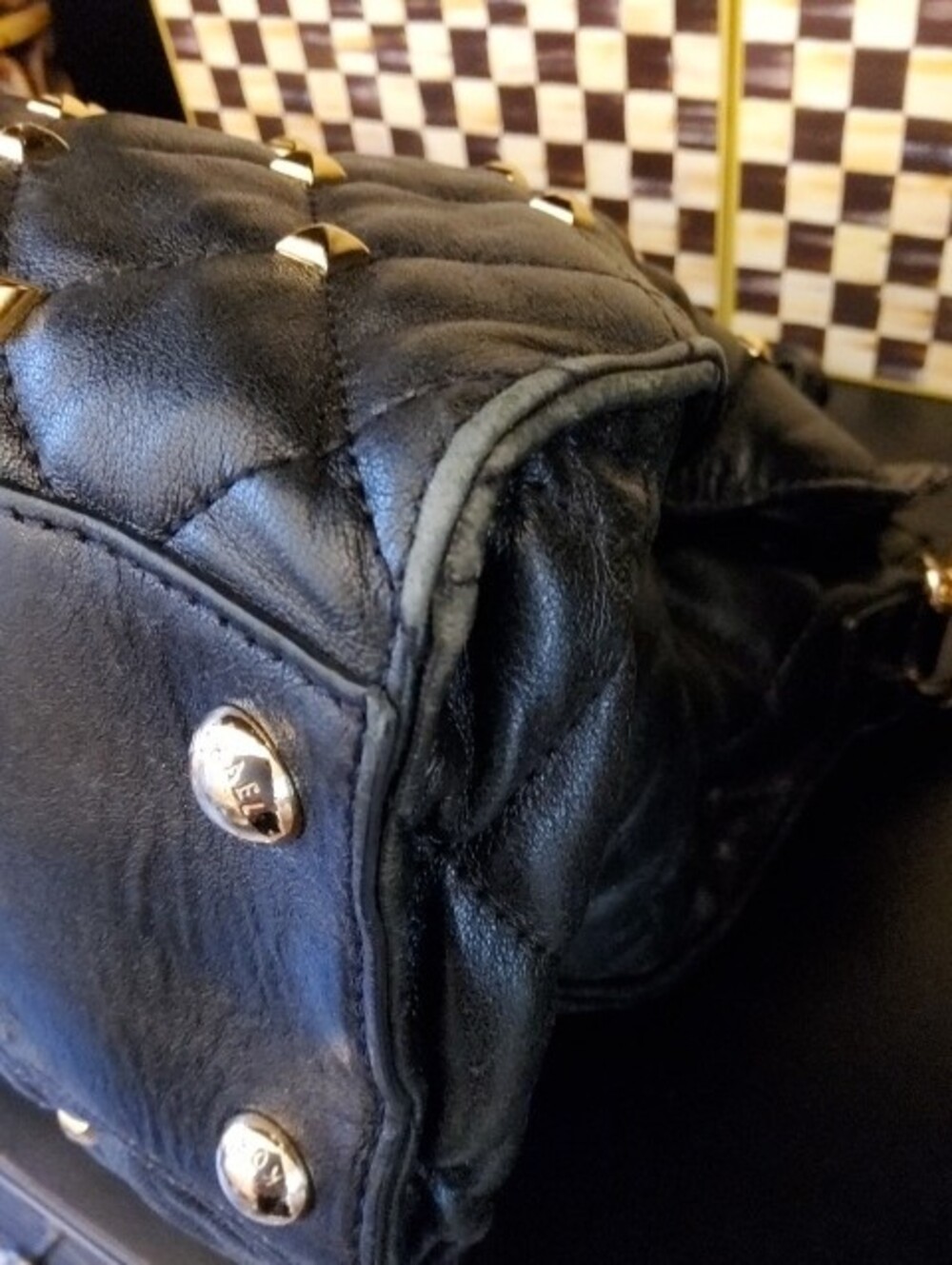 Michael Kors Black Quilted Hamilton Bag with Gold Studs - Picture 5 of 15